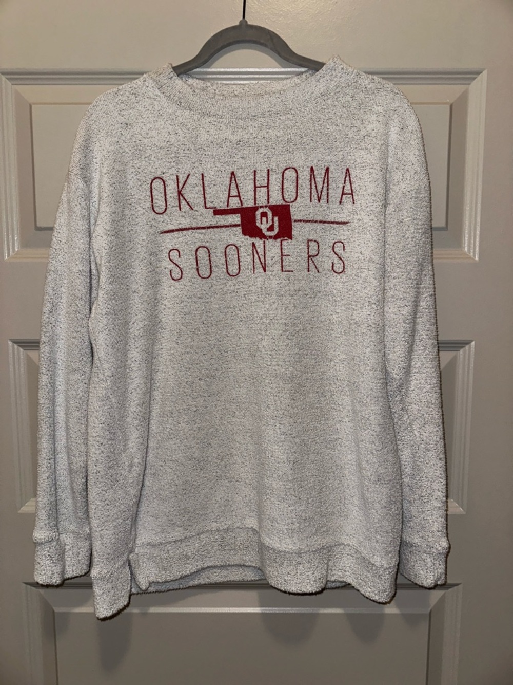 Oklahoma Sooners Crewneck Sweatshirt - White with Crimson Logo